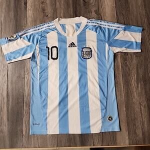 Lionel Messi Argentina 2010-2011 Home Soccer Jersey Adidas Football Shirt Sz M